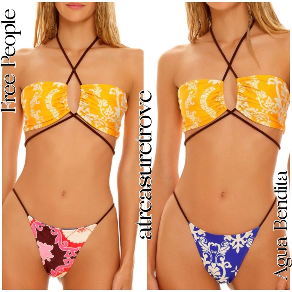 Agua Bendita x Free People Belly Minta Sm Reversible 2Pc Bandeau LowRise String